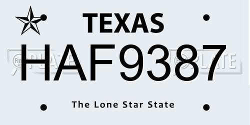 HAF9387 Texas License Plate