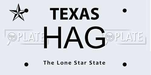 HAG Texas License Plate