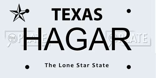 HAGAR Texas License Plate