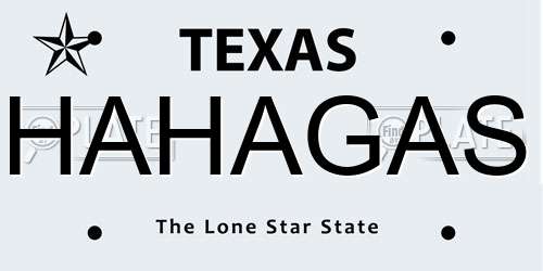 HAHAGAS Texas License Plate