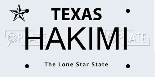 HAKIMI Texas License Plate