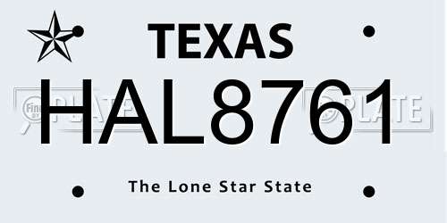 HAL8761 Texas License Plate