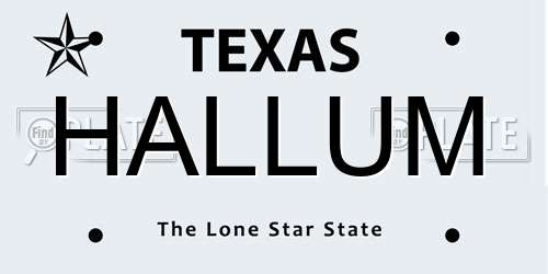 HALLUM Texas License Plate