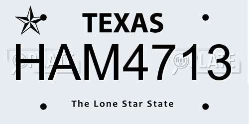 HAM4713 Texas License Plate
