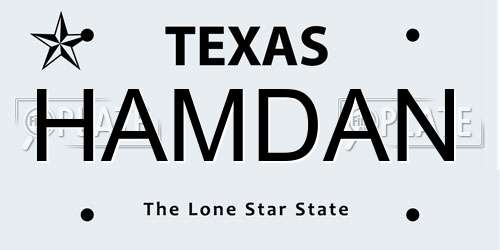 HAMDAN Texas License Plate