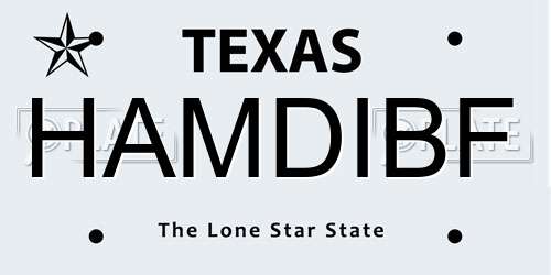 HAMDIBF Texas License Plate