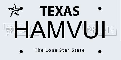 HAMVUI Texas License Plate