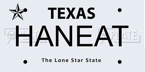 HANEAT Texas License Plate