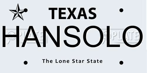 HANSOLO Texas License Plate