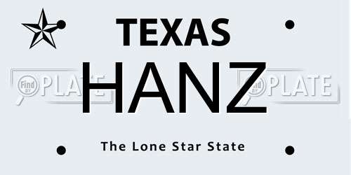 HANZ Texas License Plate