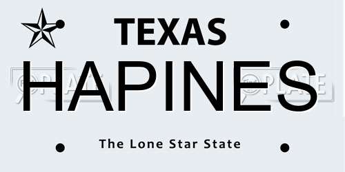 HAPINES Texas License Plate
