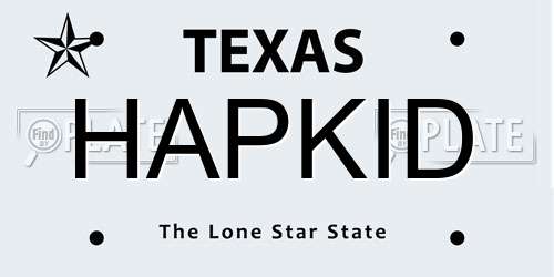 HAPKID Texas License Plate