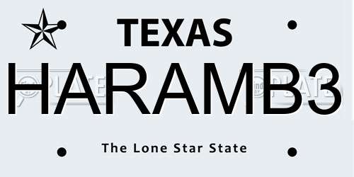 HARAMB3 Texas License Plate