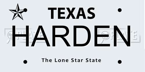 HARDEN Texas License Plate