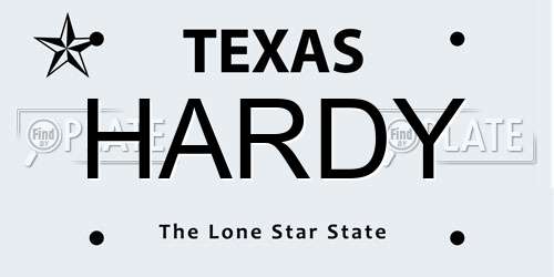 HARDY Texas License Plate