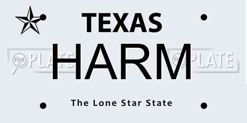 HARM Texas License Plate