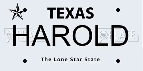 HAROLD Texas License Plate