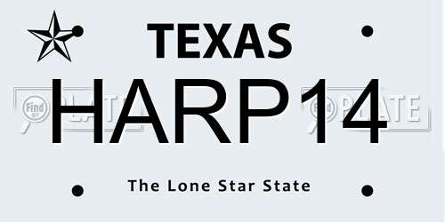 HARP14 Texas License Plate