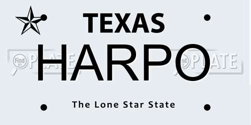 HARPO Texas License Plate