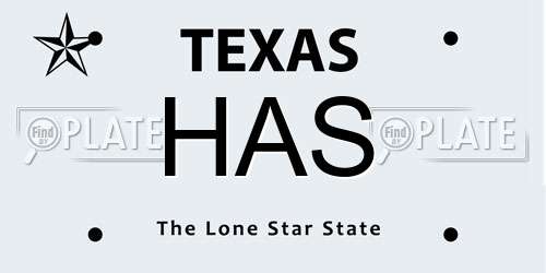 HAS Texas License Plate