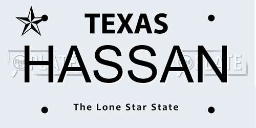 HASSAN Texas License Plate