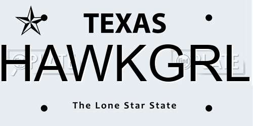 HAWKGRL Texas License Plate