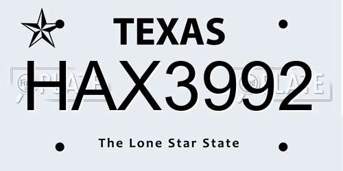 HAX3992 Texas License Plate