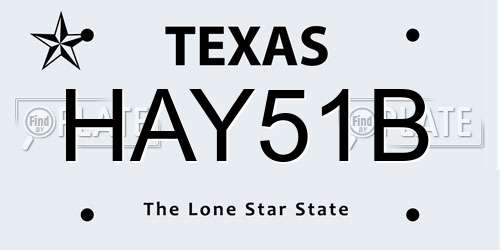 HAY51B Texas License Plate