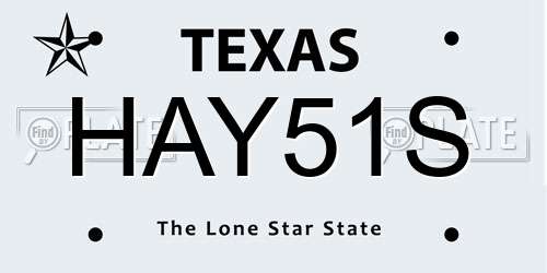 HAY51S Texas License Plate