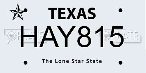 HAY815 Texas License Plate