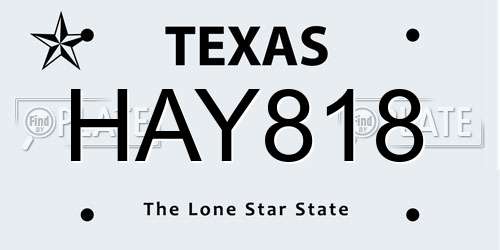 HAY818 Texas License Plate