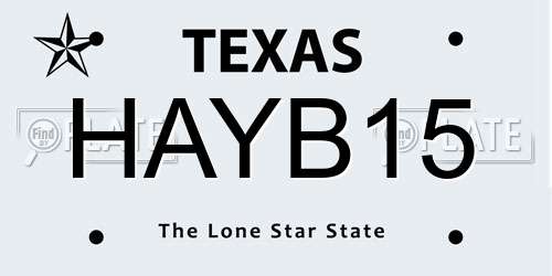 HAYB15 Texas License Plate