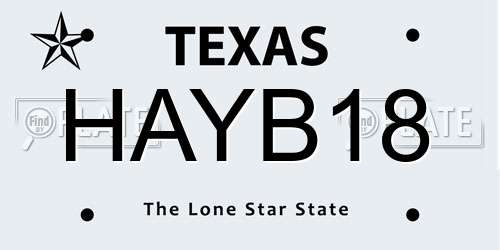 HAYB18 Texas License Plate