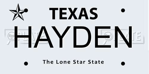 HAYDEN Texas License Plate