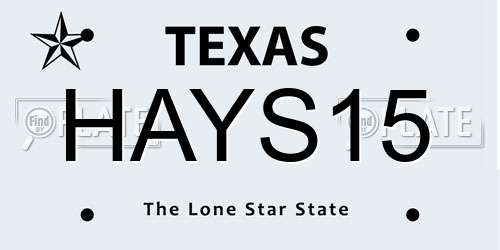 HAYS15 Texas License Plate