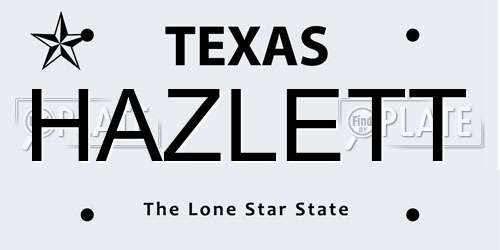 HAZLETT Texas License Plate