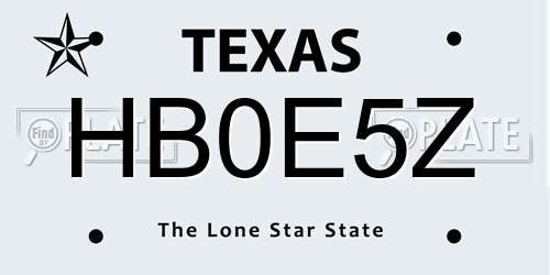 HB0E5Z Texas License Plate