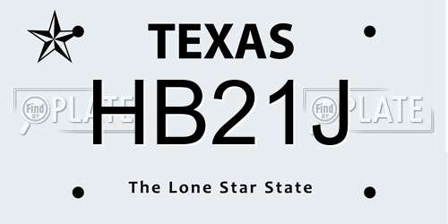 HB21J Texas License Plate
