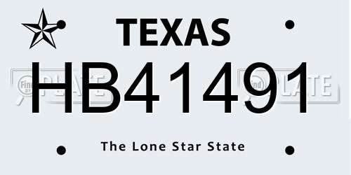 HB41491 Texas License Plate