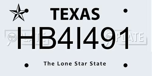 HB4I491 Texas License Plate