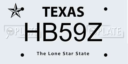 HB59Z Texas License Plate