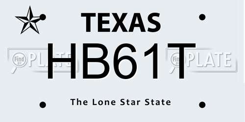 HB61T Texas License Plate