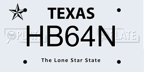 HB64N Texas License Plate