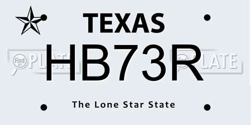 HB73R Texas License Plate