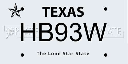 HB93W Texas License Plate