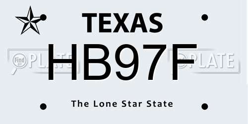 HB97F Texas License Plate
