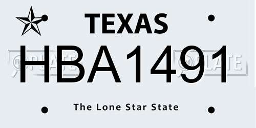 HBA1491 Texas License Plate