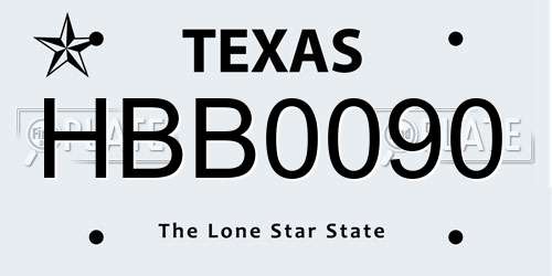 HBB0090 Texas License Plate