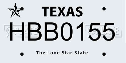 HBB0155 Texas License Plate