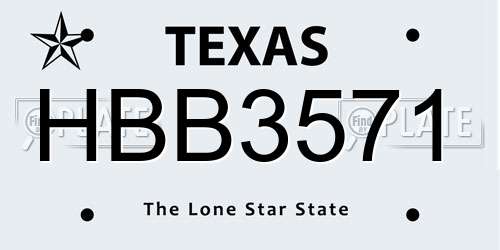 HBB3571 Texas License Plate